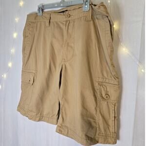 U.S. POLO ASSN. Tan Khaki Twill Cargo Shorts 100% Cotton Size 38 Preppy